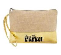Trousse de maquillage Taperso en jute dore avec motif bonne fete maman Or G