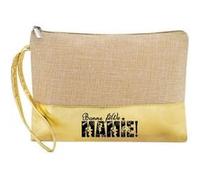 Trousse de maquillage Taperso en jute dore avec motif bonne fete mamie Or G
