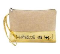 Trousse de maquillage Taperso en jute dore motif maitresse au top Dore G
