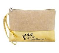 Trousse de maquillage Taperso en jute dore motif merci maitresse Dore G
