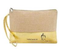 Trousse de maquillage Taperso en jute dore personnalisable motif bouddha Dore