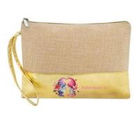 Trousse de maquillage Taperso en jute dore personnalisable motif lutin et coeur Dore G