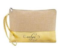 Trousse de maquillage Taperso en jute dore personnalisable motif prenom 2 Dore G