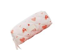 Trousse de maquillage tendance à grand compartiment en coton matelassé Motif cœur Pour un usage quotidien et voyage, style 1, Beauté de masse