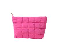 Trousse de maquillage tendance avec texture de diamants pour femmes, styles simples, couleurs assorties, trousse de maquillage portable de voyage, rose rouge, Taille unique