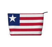Trousse de maquillage tendance en velours côtelé avec fermeture éclair - Motif drapeau du Libéria - Convient pour les voyages, le camping et une utilisation quotidienne