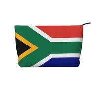 Trousse de maquillage tendance en velours côtelé avec motif drapeau de l'Afrique du Sud, fermeture éclair, convient pour les voyages, le camping et une utilisation quotidienne