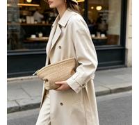 Trousse de maquillage tissée, grande capacité avec fermeture éclair | Essentiels de voyage, organisateur de sac à main, idéal pour les voyages en plein air, intérieur de sac à main