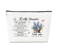 Trousse de maquillage « To My Daughter » de la part de maman et papa pour fête d'anniversaire, anniversaire de mariage, Thanksgiving, Noël, fête prénuptiale, cadeau de remerciement ou de remise de