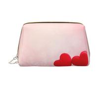 Trousse de maquillage tournesol pour voyage en cuir - Trousse de toilette portable pour femme/homme, Cœur rouge pailleté rose, Taille unique