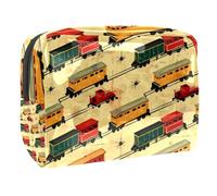 Trousse de maquillage Train on The Road pour femme, trousse de toilette de voyage, grande trousse de maquillage en PVC pratique avec fermeture éclair, multicolore, 18.5x7.5x13cm/7.3x3x5.1in, Trousse