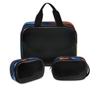 Trousse de maquillage translucide pour homme et femme, motif loup, renard, 3 pièces, trousse de toilette de voyage, organisateur de cosmétiques, couleur, XL, Trousse de maquillage