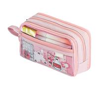 Trousse de maquillage transparente avec fermeture éclair, grande capacité | Couverture de voyage sur le terrain pour stylos, bureau scolaire, rose, Consulte la descripción, Voir description