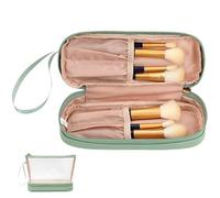 Trousse de maquillage transparente avec fermeture éclair | Sacs de maquillage transparents portables | Organisateur de rangement de maquillage cosmétique pour voyage, art de toilette, vert, Voir