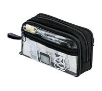 Trousse de maquillage transparente avec grande capacité, pochette à stylos portable avec fermeture éclair pour , adolescents, étudiants, Noir , Refer to description, Unisexe