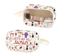Trousse de maquillage transparente avec inscription « Lets Go to Japan » - En cuir synthétique - Cadeau de vacances - Souvenir de voyage à Tokyo, Japon PU, Non