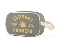 Trousse de maquillage transparente avec inscription « Support Your Local Farmers » - Cadeau pour les amateurs de canna armers Cbag UE, Multifonctionnel
