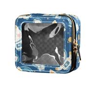 Trousse de maquillage transparente avec motif avocat amusant pour femme, Adorable chat blanc astronaute flottant dans l'espace, Taille unique