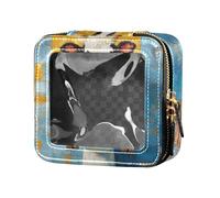 Trousse de maquillage transparente avec motif vache blanche pour lire des journaux, pour les produits de toilette, pour femme