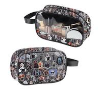 Trousse de maquillage transparente avec poignée en cuir synthétique pour amateurs de films d'horreur, cadeau d'Halloween, Terr Pu, Non