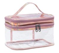 Trousse de maquillage transparente double imperméable pour filles, trousse de toilette de voyage, Poudre, Consulte la descripción, Voir description