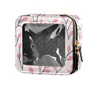 Trousse de maquillage transparente en cuir italien portugais espagnol pour femmes et filles, Plante florale rose petit fond frais, Taille unique