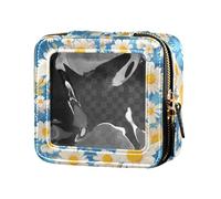 Trousse de maquillage transparente en cuir italien portugais espagnol pour femmes et filles, Pois et fleurs de camomille hawaïennes, 1 Size