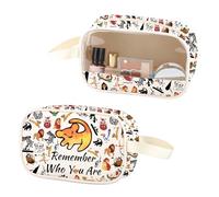 Trousse de maquillage transparente en cuir synthétique avec poignée Motif lion Inscription Remember Who You are, Se souvenir du PU, Non