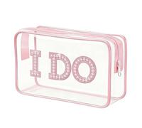 Trousse de maquillage transparente en PVC avec décorations scintillantes pour mariage, I Do, TAILLE UNIQUE, Beauté de masse