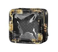 Trousse de maquillage transparente noire et dorée avec violon chinois - Petit sac de voyage pour articles de toilette - Organiseur pour voler