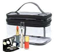 Trousse de maquillage transparente - Pochette carrée verticale en polyuréthane transparent, rangement de couches avec structure renforcée | Organiseur étanche pour articles de toilette, maquillage et
