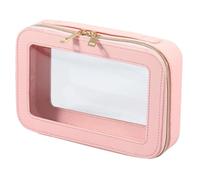 Trousse De Maquillage Transparente - Pochette Étanche Femme | Sac De Voyage Beauté Grand Format avec Fermeture À Glissière | Étui Vinyle À Double Compartiment