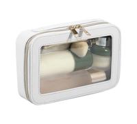 Trousse De Maquillage Transparente - Pochette Étanche Femme | Sac De Voyage Beauté Grand Format avec Fermeture À Glissière | Étui Vinyle À Double Compartiment
