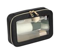 Trousse De Maquillage Transparente - Pochette Étanche Femme | Sac De Voyage Beauté Grand Format avec Fermeture À Glissière | Étui Vinyle À Double Compartiment