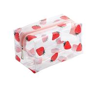 Trousse de maquillage transparente pour les ravels Trousse de toilette étanche Porte-rangement pour femmes et filles Organisateur de toilette de voyage, fraise, Beauté de masse