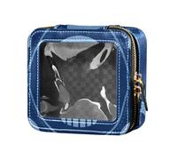 Trousse de maquillage transparente pour vernis à ongles Motif squelette gothique Bleu