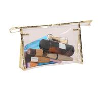 Trousse de maquillage transparente - Trousse de maquillage avec fermeture éclair - Trousse de toilette étanche, Or, Consulte la descripción, Voir description