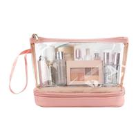 Trousse de maquillage transparente, trousse de toilette transparente de voyage,Pochette de voyage double couche avec fermeture éclair | Trousse à cosmétiques, organisateur de produits de toilette, étu