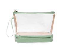 Trousse de maquillage transparente, trousse de toilette transparente de voyage,Pochette de voyage double couche avec fermeture éclair - Organisateur de rangement de maquillage étanche, trousse de toil