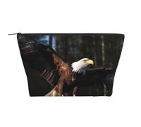 Trousse de maquillage trapèze avec chapeau de cowboy imprimé bottes occidentales - Rangement élégant pour beauté et cadeaux pour femmes et filles, Aigle chauve en 3D, Taille unique, Trousse de