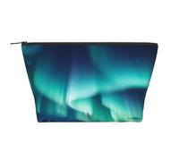 Trousse de maquillage trapèze avec chapeau de cowboy imprimé bottes occidentales - Rangement élégant pour beauté et cadeaux pour femmes et filles, Belles lumières du Nord., Taille unique, Trousse de