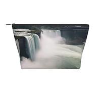 Trousse de maquillage trapèze avec impression murale en briques anciennes usées pour femmes et filles, grande capacité, portable, trousse de maquillage de voyage, American Falls, Taille unique