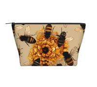 Trousse de maquillage trapèze avec imprimé crème glacée - Rangement élégant pour beauté et cadeaux pour femmes et filles, Honey Bees., Taille unique, Trousse de maquillage