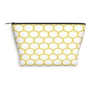 Trousse de maquillage trapèze pour femme, fleur de cerisier, trousse de maquillage spacieuse, résistante à l'eau, trousse de toilette 2023, rose et bleu, Jaune Blanc_34, Taille unique, Trousse de