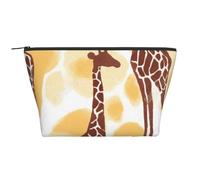 Trousse de maquillage trapézoïdale avec impression ananas doré pour femmes et filles, grande capacité, sac de voyage portable pour maquillage, Girafe à pois, Taille unique, Trousse de maquillage