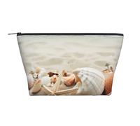 Trousse de maquillage trapézoïdale avec impression artistique tournesols pour femmes et filles, grande capacité, trousse de voyage, trousse de maquillage, Sable de coquillages., Taille unique, Trousse