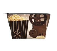 Trousse de maquillage trapézoïdale avec impression rose rouge pour femmes et filles, grande capacité, trousse de voyage portable pour maquillage, Équipement pour popcorn et film, Taille unique
