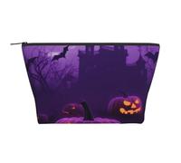 Trousse de maquillage trapézoïdale avec impression rose rouge pour femmes et filles, grande capacité, trousse de voyage portable pour maquillage, Violet Halloween Horror, Taille unique, Trousse de