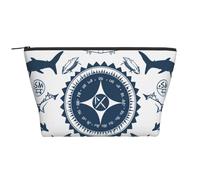 Trousse de maquillage trapézoïdale avec impression volcanique pour femme et fille Grande capacité Portable Voyage Trousse de maquillage Organiseur, Dessin animé noir symboles surnaturels, Taille