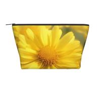 Trousse de maquillage trapézoïdale avec imprimé bonhomme de neige mignon pour femmes et filles, grande capacité, sac de voyage, trousse de maquillage, Tableau Fleur Jaune, Taille unique, Trousse de